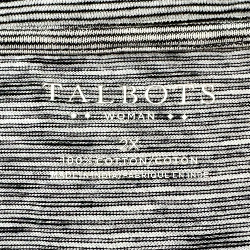 Talbots 2X Black and Gray Heathered 3/4 Sleeve Top, EUC - Picture 2 of 4